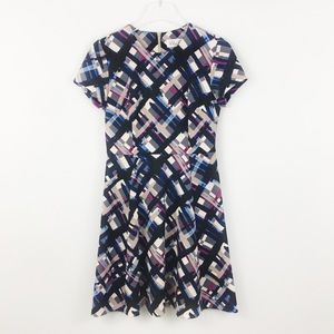 Eliza J | Black Blue Tan Fit Flare Midi Dress | 2